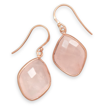 14kt Rose Gold Plated Sterling Silver Rose Quartz Earrings