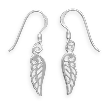 Sterling Silver Angel Wing Wire Earrings