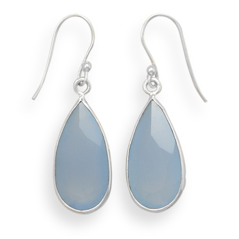 Sterling Silver Blue Chalcedony Earrings