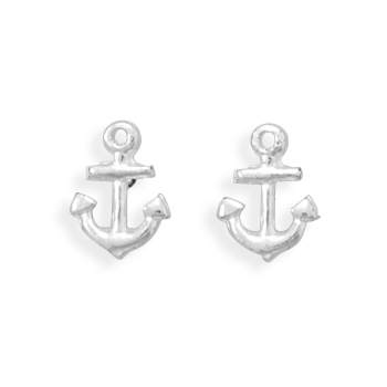 Sterling Silver Anchor Stud Earrings