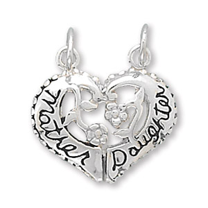 Bracciale A Filo Regolabile 925 Sterling Argento Con Ciondolo A Cuore Madre E Figlia - Gioiello Sentimentale