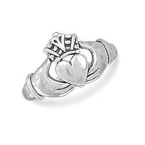 Sterling Silver Slender Oxidized Claddagh Ring