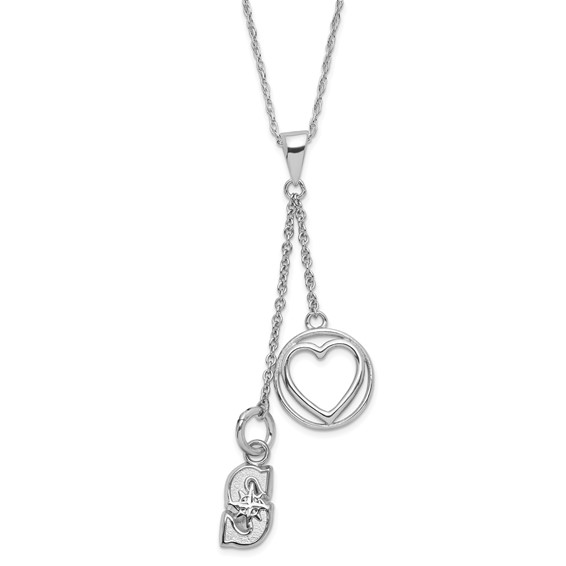 Sterling Silver Seattle Mariners Beloved Heart Necklace