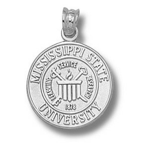 Sterling Silver 5/8in Mississippi State University Seal Pendant
