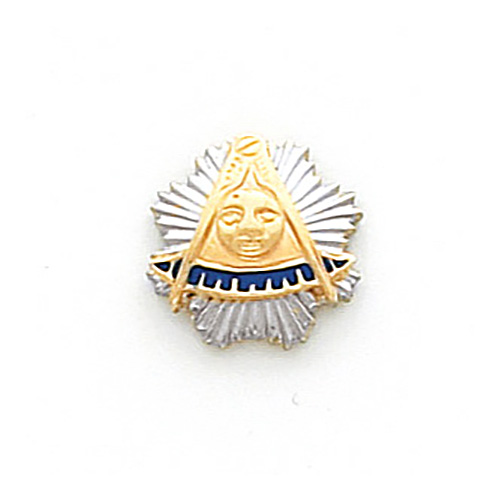 10k Two-tone Gold Past Master Mason Sunburst Tie Tac