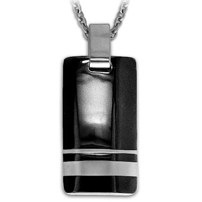 Black Titanium and Sterling Silver Wellington 20in Necklace