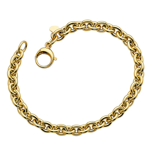 14k Yellow Gold Ladies' 8in Oval Cable Link Bracelet 6mm Wide