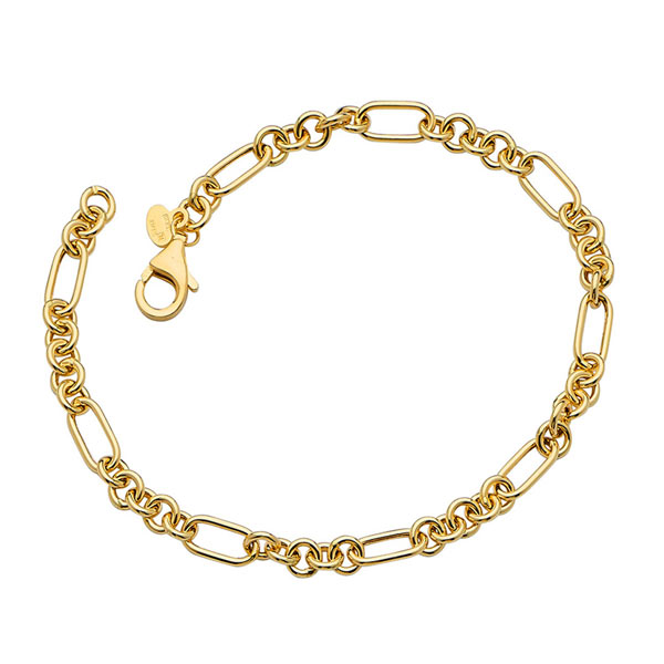 14k Yellow Gold Ladies' 7.5in Round Figaro Link Bracelet 4.5mm Wide