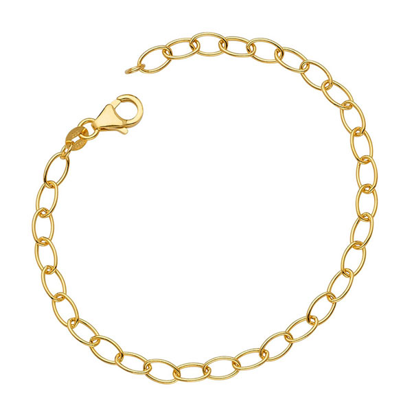 14k Yellow Gold Slender Long Oval Link Bracelet 7.5in