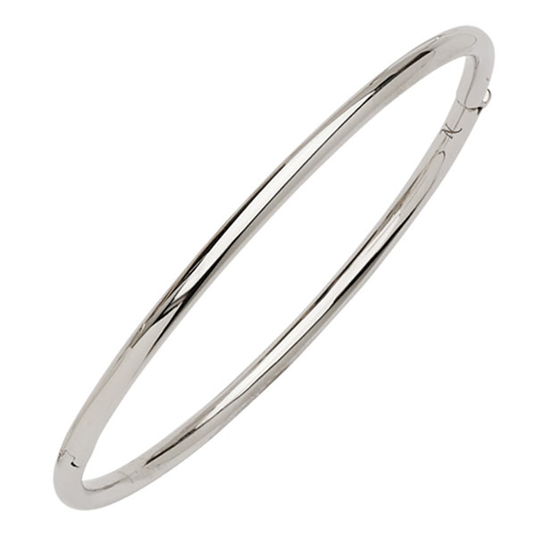 18k White Gold Hinged Bangle Bracelet 3mm Wide
