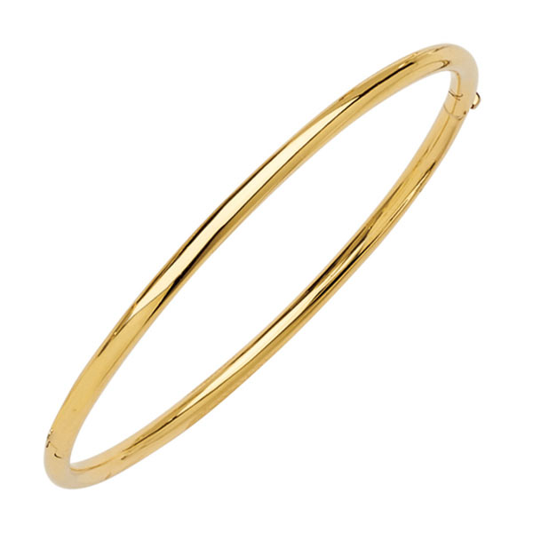 18k Yellow Gold Hinged Bangle Bracelet 3mm Wide