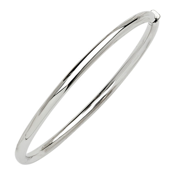 18k White Gold Hinged Bangle Bracelet 4mm Wide