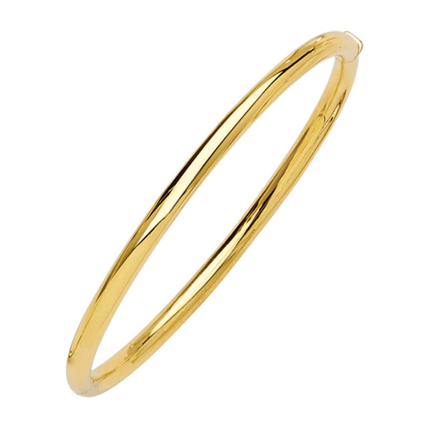 18k Yellow Gold Hinged Bangle Bracelet 4mm Wide
