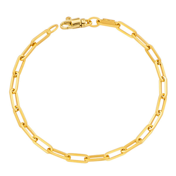 18k Yellow Gold 7.5in Oval Paper Clip Bracelet 3.8mm
