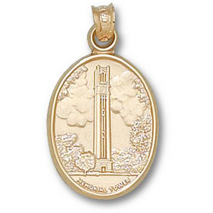 North Carolina State Bell Tower Pendant 3/4in 14k Yellow Gold