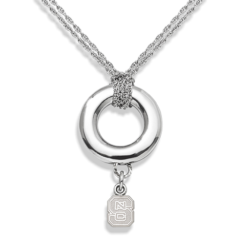 Sterling Silver 16in North Carolina State Halo Necklace