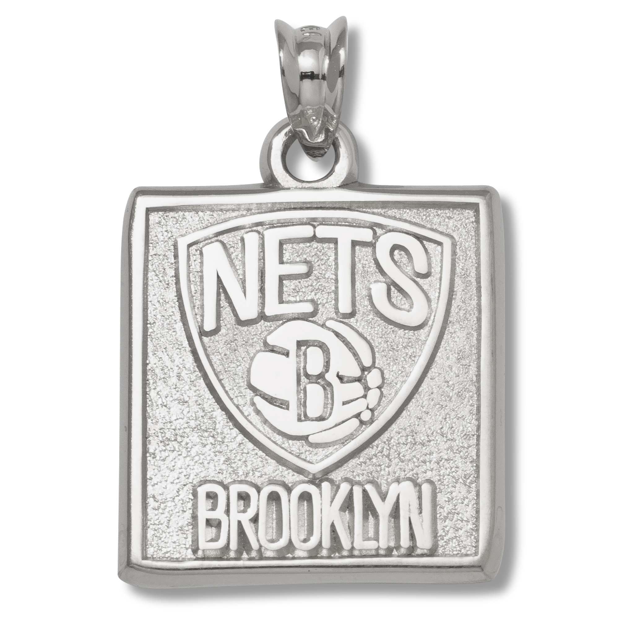 Sterling Silver 5/8in Brooklyn Nets Pendant