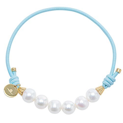 Sterling Silver Cultured Freshwater Pearl Light Blue Elastic Bracelet