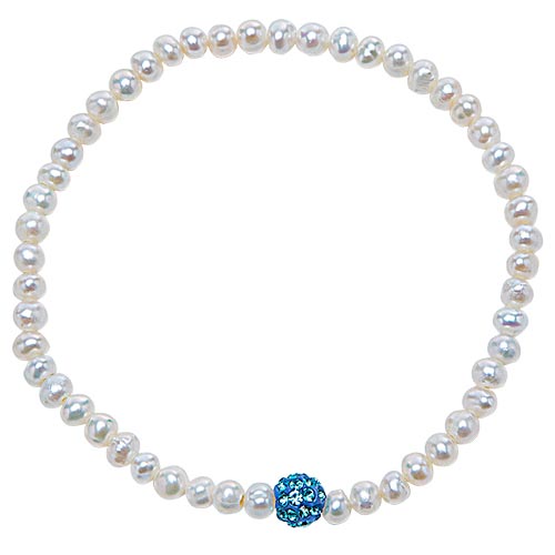 Cultured Freshwater Pearl Bracelet with Blue Fireball Bead Accent