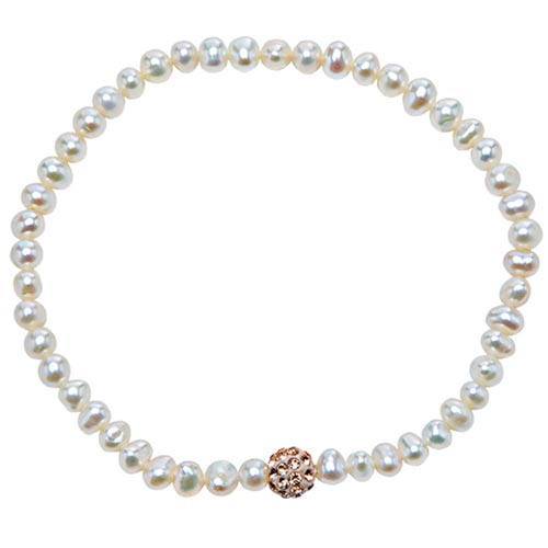 Cultured Freshwater Pearl Bracelet with Peach Fireball Bead Accent