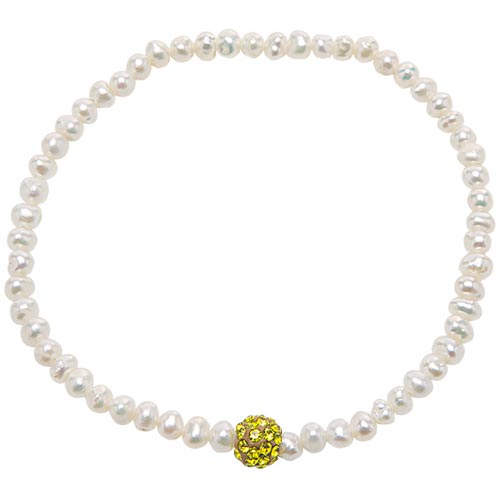 Cultured Freshwater Pearl Bracelet with Yellow Fireball Bead Accent