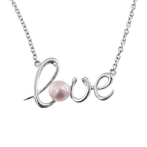 Sterling Silver Pastel Cultured Freshwater Pearl Love Necklace
