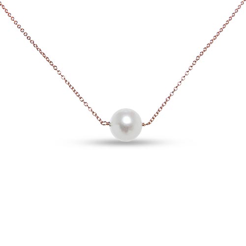 Rose Gold-Plated Sterling Silver Cultured Freshwater Pearl Necklace