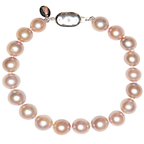 Sterling Silver Near Round Pastel Cultured Freshwater Pearl Bracelet