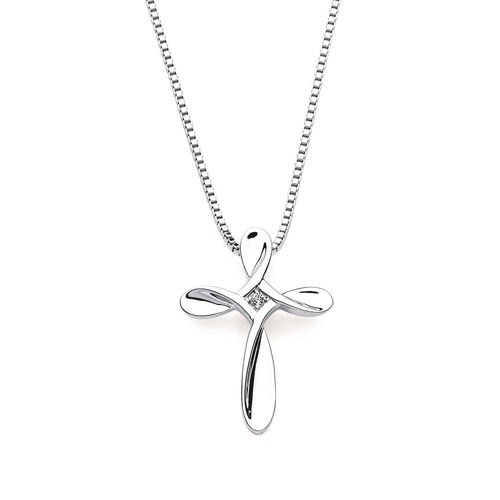 Sterling Silver Diva Diamonds Cross Necklace