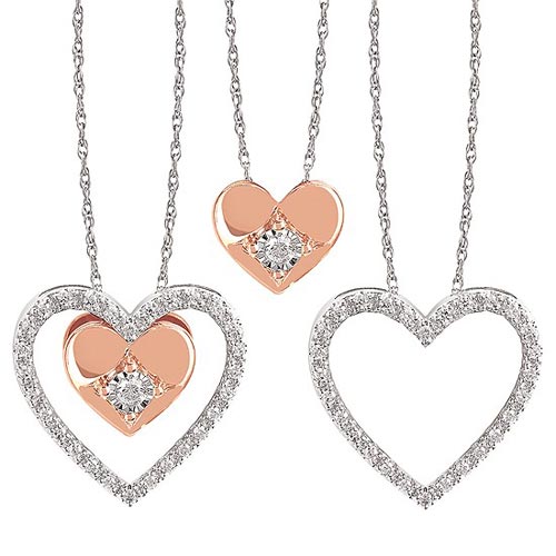 10k Two-tone Gold Enhanceables Heart Diamond Necklace