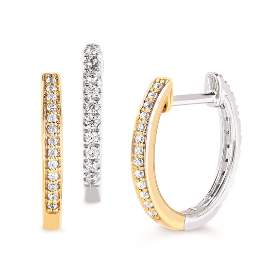 10k Two-tone Gold 1/4 ct tw Diamond Reversible Huggie Hoop Earrings