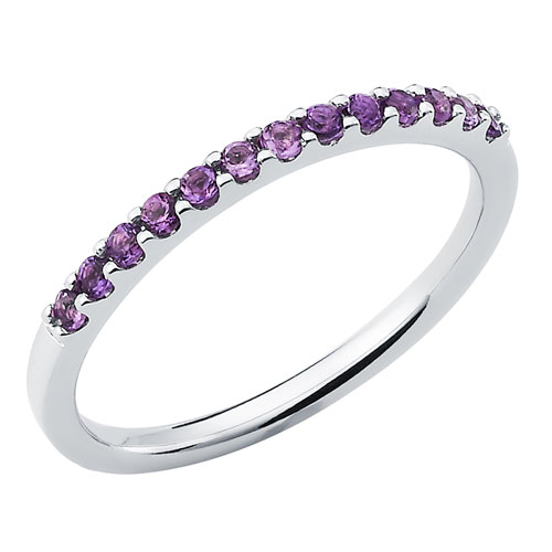 14k White Gold 1/5 ct Stackable Amethyst Ring