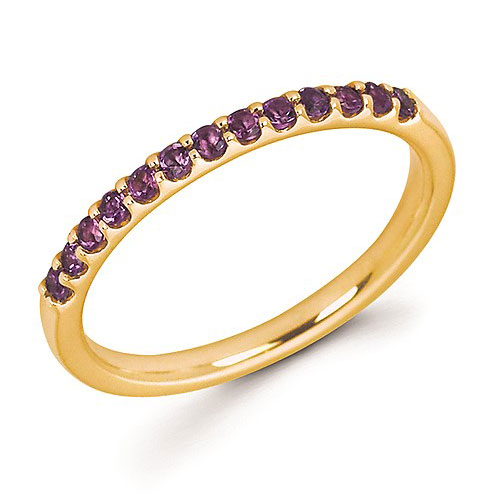14k Yellow Gold 1/5 ct Stackable Amethyst Ring