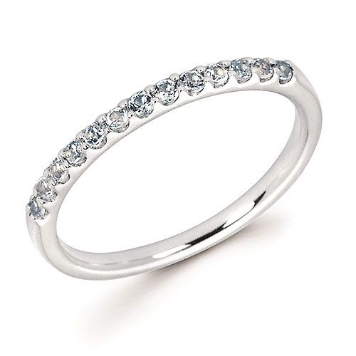 14k White Gold 1/6 ct Stackable Aquamarine Ring