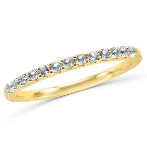 14k Yellow Gold 1/6 ct Stackable Aquamarine Ring