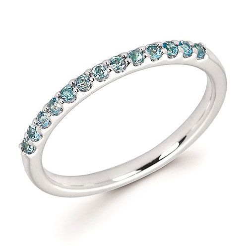 14k White Gold 1/4 ct Stackable Blue Topaz Ring