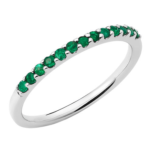14k White Gold 1/5 ct Stackable Emerald Ring