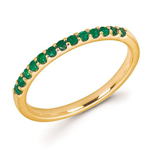14k Yellow Gold Stackable 1/5 ct Emerald Ring