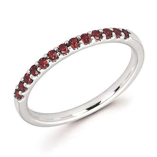 14k White Gold 1/4 ct Stackable Garnet Ring