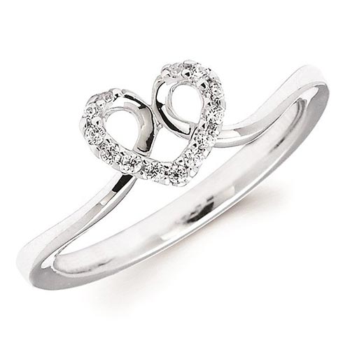 14k White Gold 1/12 ct Diamond Heart's Trace Ring