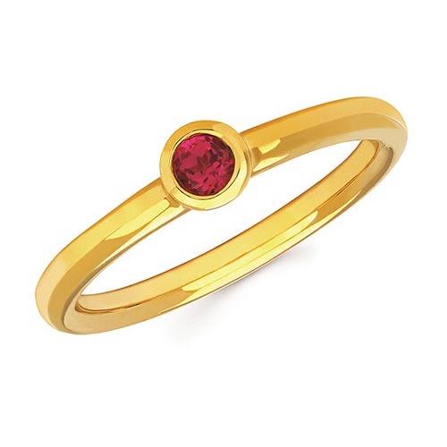 14k Yellow Gold 1/6 ct Ruby Bezel Stackable Ring