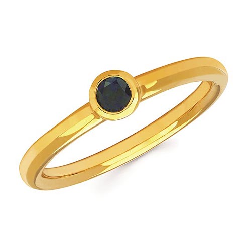 14k Yellow Gold 1/6 ct Blue Sapphire Bezel Stackable Ring