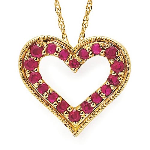 14k Yellow Gold 5/8 ct Ruby Heart Necklace