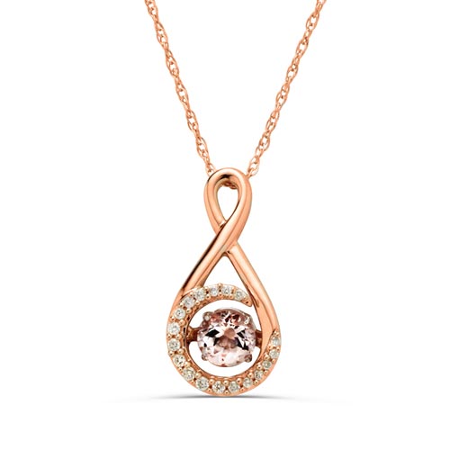 10k Rose Gold 1/2 ct Morganite Infinity Necklace with Diamonds