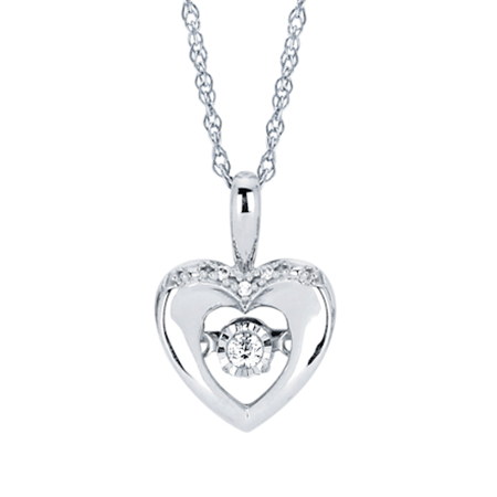 Sterling Silver .02 ct Shimmering Diamond Heart Necklace