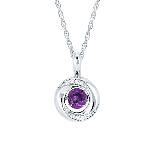Silver 3/8 ct Shimmering Amethyst Knot Necklace with Diamond Accents