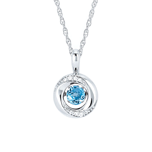 Silver 3/8 ct Shimmering Blue Topaz Knot Diamond Accent Necklace