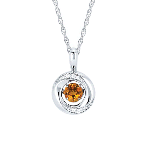 Silver 3/8 ct Shimmering Citrine Knot Necklace with Diamond Accents