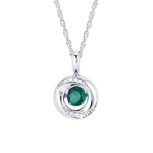 Sterling Silver 3/8 ct Shimmering Emerald Knot Diamond Accent Necklace