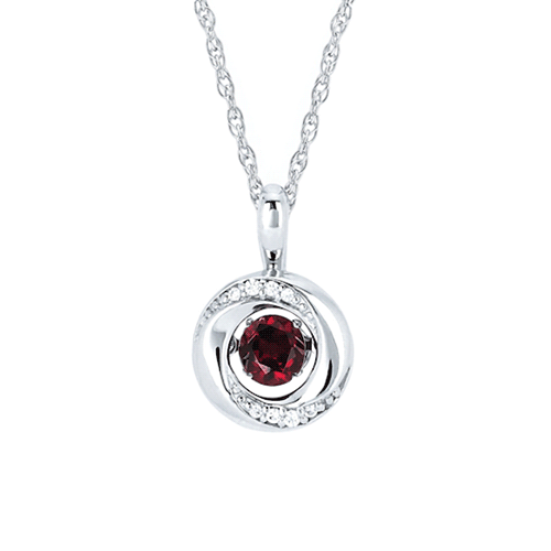 Silver 3/8 ct Shimmering Garnet Knot Necklace with Diamond Accents